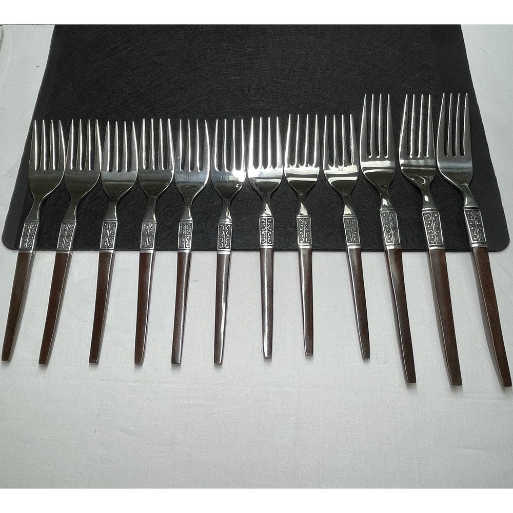 Vintage 1960s EKCO Eterna La Joya Set 12 Forks Silverware Flatware Made in Japan